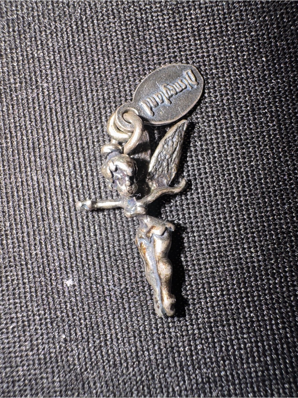 Vtg 1960s Disney Sterling Silver Tinker Bell Charm Pendant with Disneyland Tag